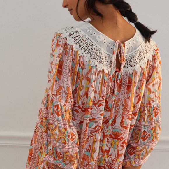 HTF Anthropologie Florence Floral Lace Lounge Dress - Picture 4 of 5